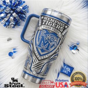 Memphis Tigers Tiger Pride Collegiate Shield Relief Collector 40oz Insulated Handle Travel