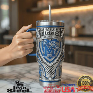 Memphis Tigers Tiger Pride Collegiate Shield Relief Collector 40oz Insulated Handle Travel