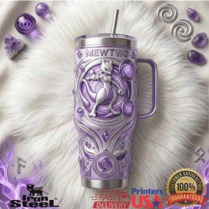Mewtwo Psychic Supremacy Pokemon Evolution Anime Collector Style Men Women Purple Tumbler