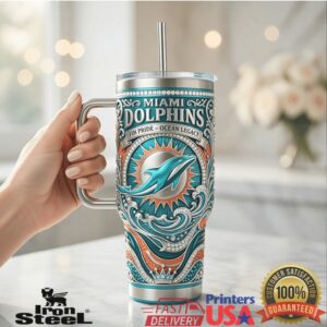 Miami Dolphins Ocean Dynasty Fin Pride Vintage NFL Football Retro Coastal Tumbler
