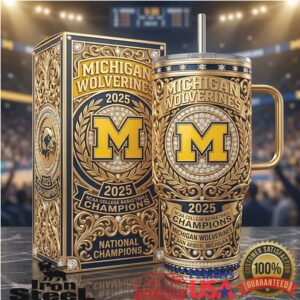 Michigan Wolverines 2025 National Champions Gold Embossed Collector Tumbler