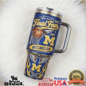 Michigan Wolverines NCAA Men's Final Four 2026 Retro Basketball Fans Travel Tumbler