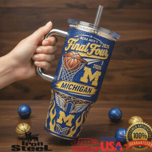 Michigan Wolverines NCAA Men's Final Four 2026 Retro Basketball Fans Travel Tumbler