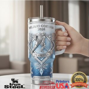 Milano Cortina 2026 Team USA Ice Hockey Winter Sports Luxury Silver Men Tumbler