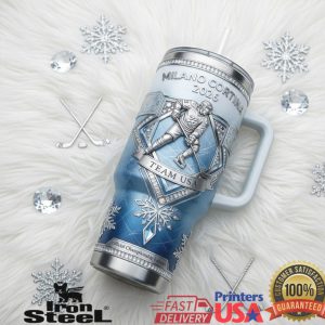 Milano Cortina 2026 Team USA Ice Hockey Winter Sports Luxury Silver Men Tumbler