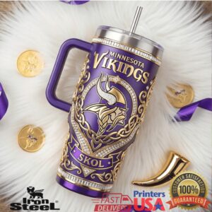 Minnesota Vikings Norse Legacy Edition Skol Collector 40oz Insulated Tumbler Handle Travel