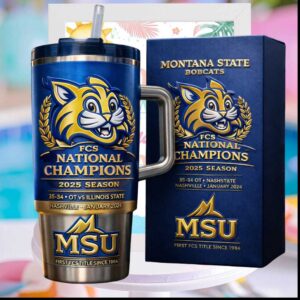 Montana State Bobcats 2025 FCS National Champions MSU Football Stainless Steel Insulated Tumbler