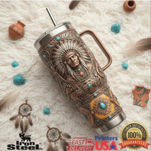 Native American Heritage Spirit of the Land Bison Vintage Tribal Fan Gift Tumbler