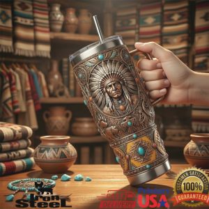 Native American Heritage Spirit of the Land Bison Vintage Tribal Fan Gift Tumbler