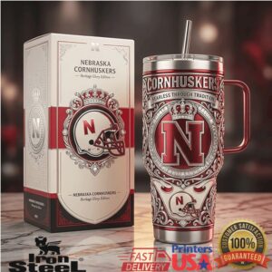 Nebraska Cornhuskers Fearless Through Tradition Heritage Glory 40oz Tumbler