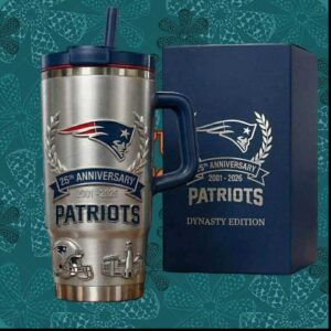 New England Patriots 25th Anniversary Dynasty Edition 2001 2026 NFL Stainless Steel Insulated Tumbler