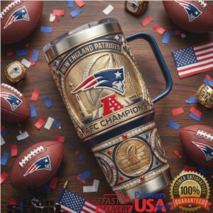 New England Patriots AFC Champions Football Fan Gear Gift Stainless Steel Insulated Tumbler