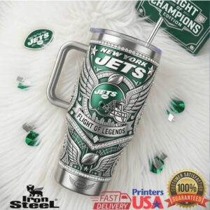 New York Jets Flight Of Champions Vintage NFL Football Stadium Tumbler