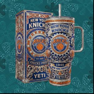 New York Knicks Pride Est 1946 Diamond Luxury Basketball Fan 40oz Men Gift Stainless Steel Insulated Tumbler