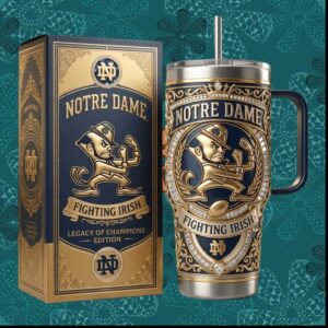 Notre Dame Fighting Irish Legacy of Champions Edition Vintage Sports Fans Gift Stainless Steel Insulated Tumbler
