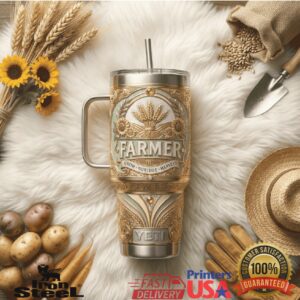 Farmer Grow Nurture Harvest Wheat Field Aesthetic Agriculture Work Appreciation Gift Stainless Steel Insulated Tumbler
