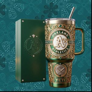 Oakland Athletics Established 1901 Luxury Gold Filigree Baseball Gifts for Fans Tumbler