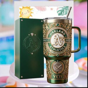 Oakland Athletics Established 1901 Luxury Gold Filigree Baseball Gifts for Fans Tumbler