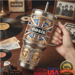 Oasis Definitely Maybe Live Forever 1991 Reunion Tour Retro Britpop Band Gift Stainless Steel Insulated Tumbler
