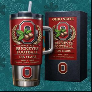 Ohio State Buckeyes Football 136 Years 1890 2026 NCAA College Stainless Steel Insulated Tumbler