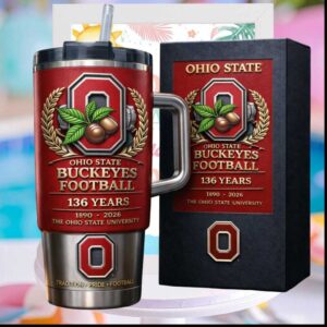 Ohio State Buckeyes Football 136 Years 1890 2026 NCAA College Stainless Steel Insulated Tumbler