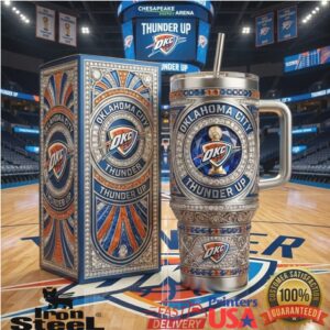 Oklahoma City Thunder Up NBA Basketball Team Bling Rhinestone Sports Fan Stainless Steel Insulated Tumbler