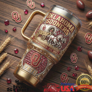 Oklahoma Sooners Boomer Sooner Est. 1890 Crimson Jewel Embossed Tumbler