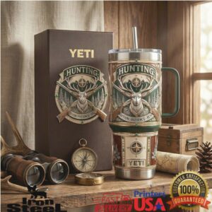 Outdoor Hunting Tradition Compass Antler Deer Hunter Vintage Retro Nature Gifts for Men Stainless Steel Insulated Tumbler