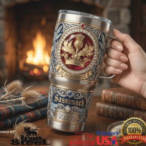 Outlander Sassenach Je Suis Prest Scottish Highlands Thistle Vintage Drama Fans Tumbler