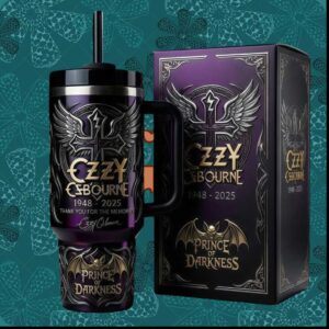Ozzy Osbourne Prince of Darkness Thank You The Memories 1948 2025 Purple Metal Tumbler