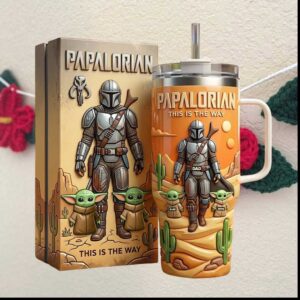Papalorian Mandalorian Father's Day Personalizable Star Wars Theme 40oz Tumbler