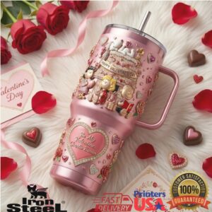 Peanuts Snoopy Charlie Brown Be My Valentine Pink Hearts Holiday Gift Stainless Steel Insulated Tumbler