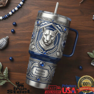 Penn State Nittany Lions Nittany Forever 40oz Tumbler Silver Blue Relief Design