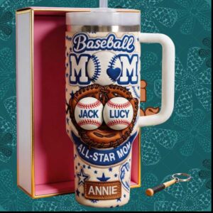 Personalized Baseball Mom All Star Mom Custom Name Jack Lucy Sports Tumbler