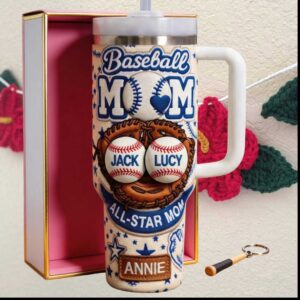 Personalized Baseball Mom All Star Mom Custom Name Jack Lucy Sports Tumbler