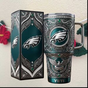 Philadelphia Eagles Fly Eagles Fly NFL Football Filigree Jeweled Tumbler