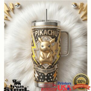 Pikachu Electric Legend Pokemon Gold Diamond Luxury Edition Gifts for Fans Stainless Steel Insulated Tumbler