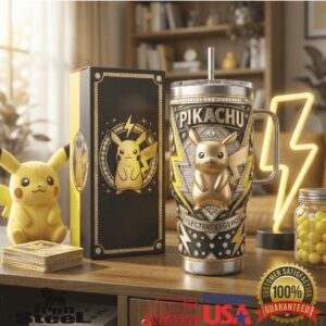 Pikachu Electric Legend Pokemon Gold Diamond Luxury Edition Gifts for Fans Stainless Steel Insulated Tumbler