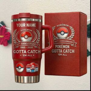 Pokémon 30th Anniversary 1960 2026 Gotta Catch 'Em All Pokéball Red Tumbler