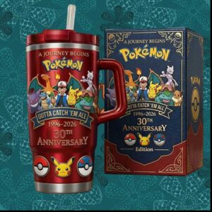 Pokemon 30th Anniversary 1996 2026 Ash Pikachu Anime Tumbler