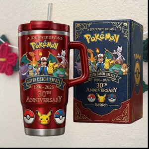 Pokemon 30th Anniversary 1996 2026 Ash Pikachu Anime Tumbler