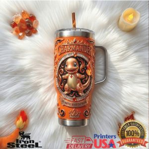 Pokemon Charmander Ignite The Spark Fire Type Anime Orange Insulated Cup Tumbler