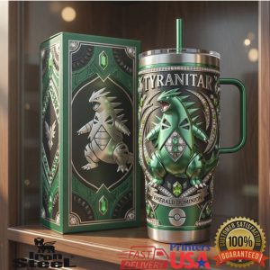 Pokemon Tyranitar Emerald Dominion Jeweled Edition 40oz Tumbler
