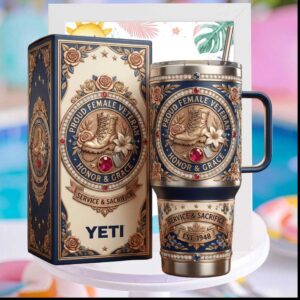 Proud Female Veteran Honor and Grace Service and Sacrifice Military Women Gift Stainless Steel Insulated Tumbler