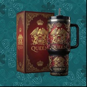 Queen Band Bohemian Rhapsody Gold Crest 20oz Rock Music Tumbler