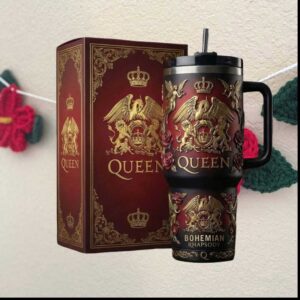 Queen Band Bohemian Rhapsody Gold Crest 20oz Rock Music Tumbler