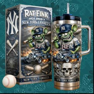 Rat Fink Hot Rod New York Yankees 1903 Baseball Ed Roth Style Stainless Steel Insulated Tumbler