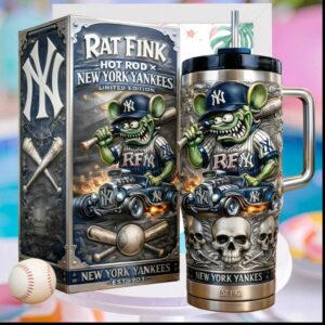 Rat Fink Hot Rod New York Yankees 1903 Baseball Ed Roth Style Stainless Steel Insulated Tumbler