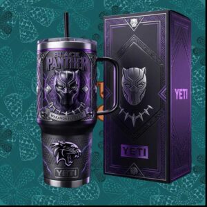 Marvel Black Panther Wakanda Forever Purple Glow Superhero Commemorative Warrior Stainless Steel Insulated Tumbler