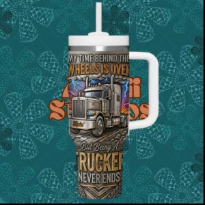 Retired Trucker My Time Behind The Wheels Is Over Personalized Gift Tumbler